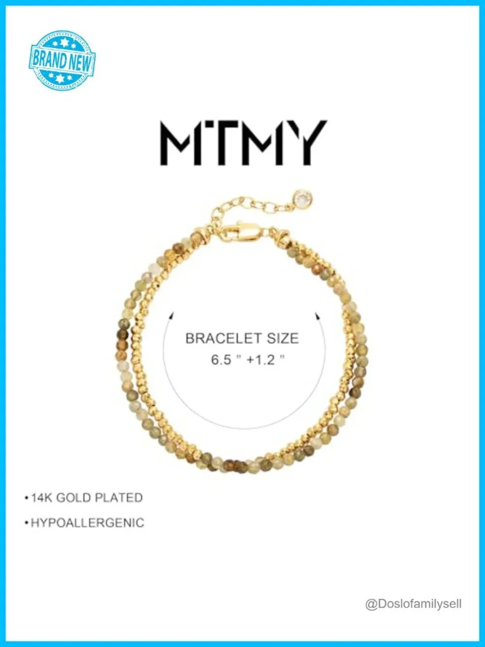 14K Gold Plated Layered Mixed Natural Stone Bead Chain Bracelet